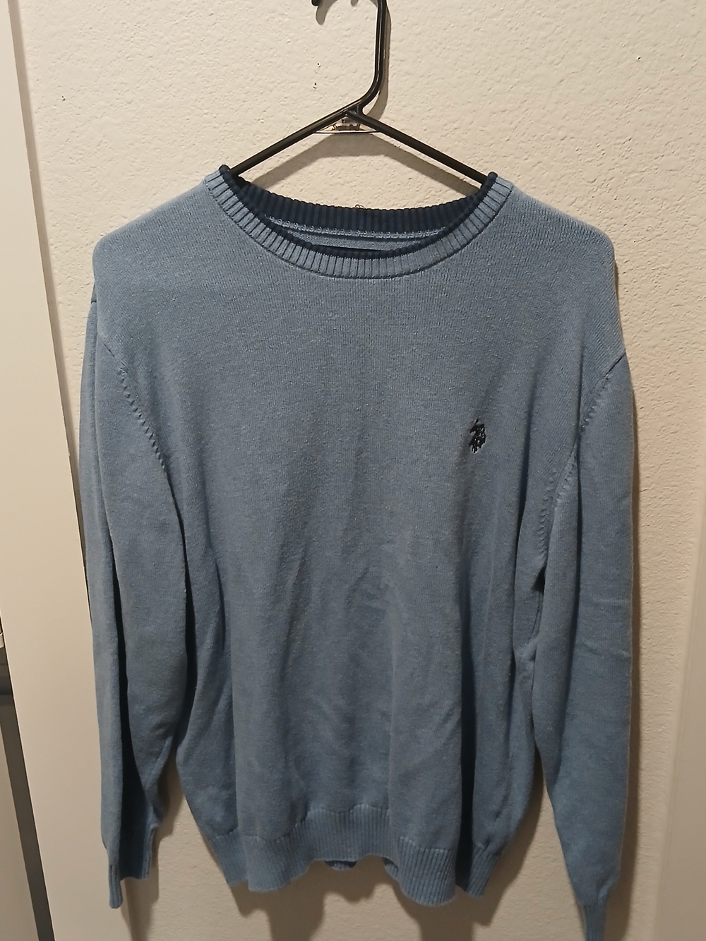 U.S. Polo Assn. Light Blue Crewneck Sweater with Embroidered Logo